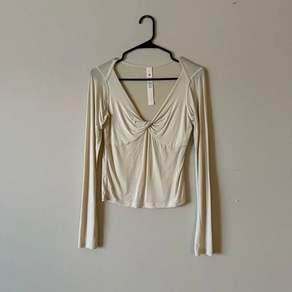 Lululemon Athletica Cream V-Neck Blouse - Picture 1 of 4